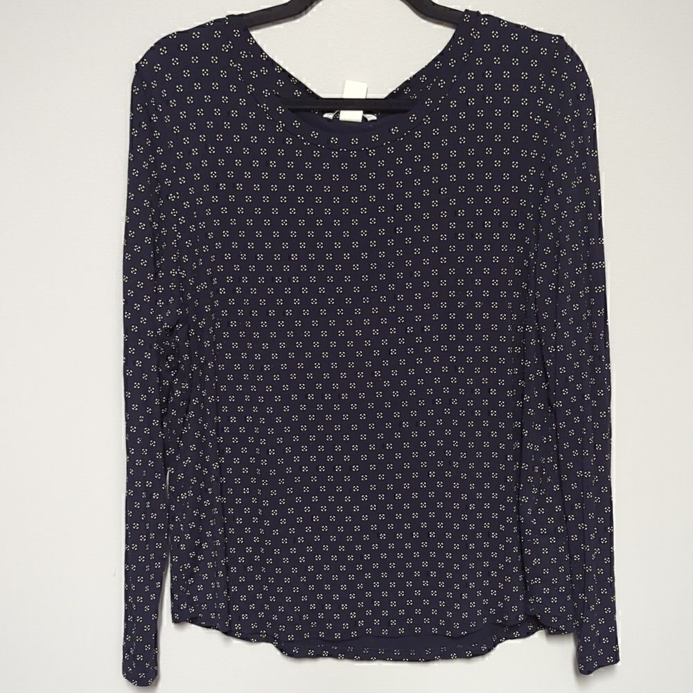 H&M Long Sleeve Black and White Blouse